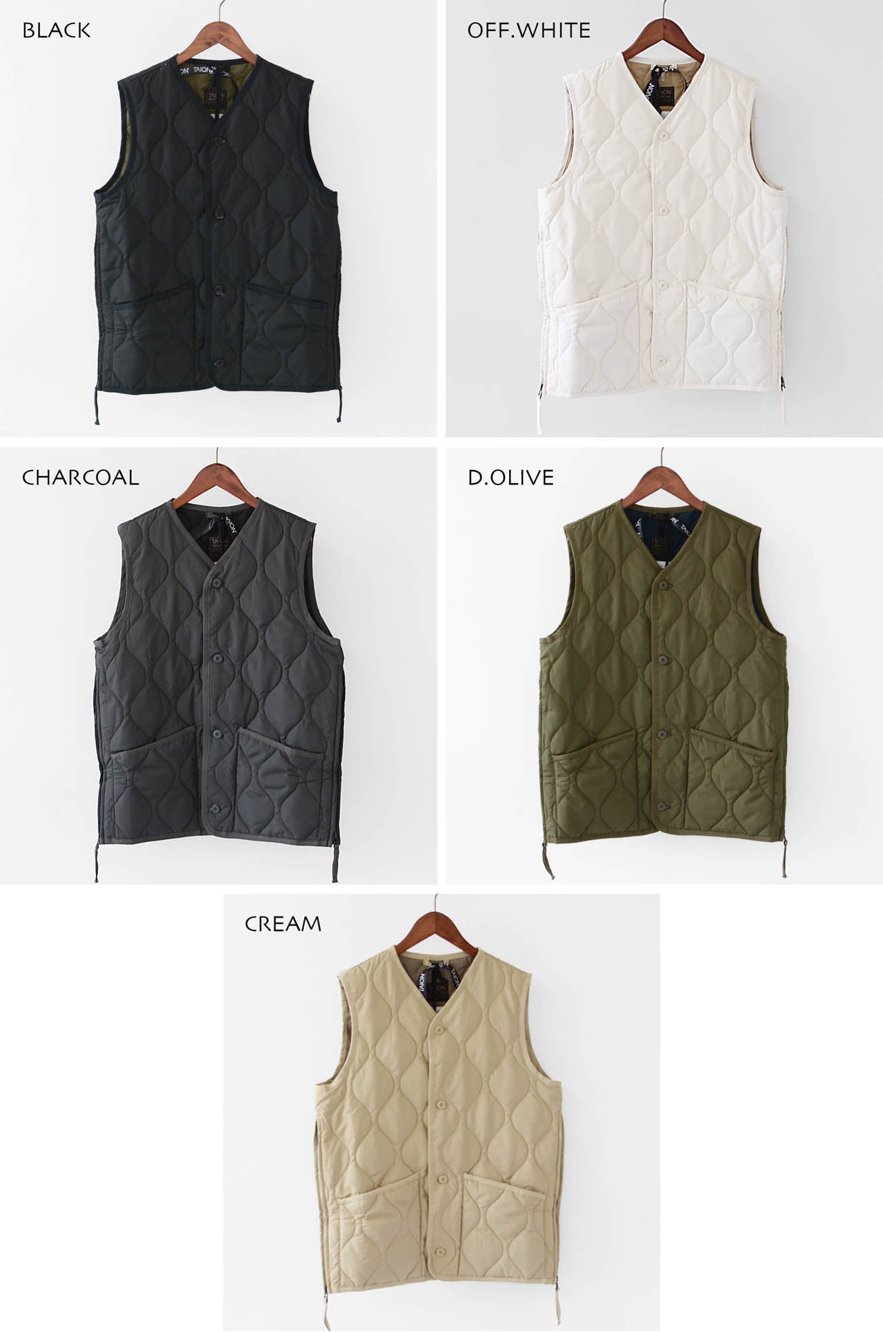 TAION[タイオン] MILITARY V NECK BUTTON DOWN VEST [001BML-1] ミリタリーVネックボタンダウンベスト [2024AW]