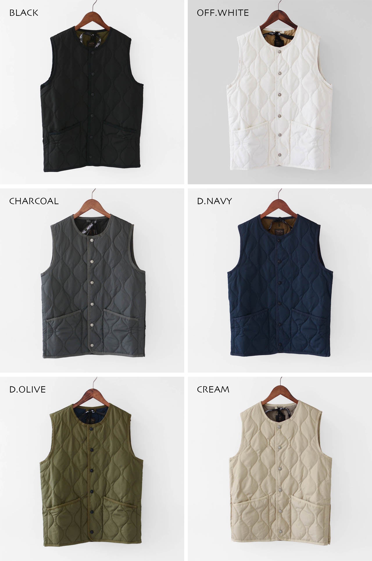 TAION[タイオン] MILITARY CREW NECK BUTTON DOWN VEST [004B2ML-1] ミリタリー クルーネックボタン ダウンベスト [2024AW]