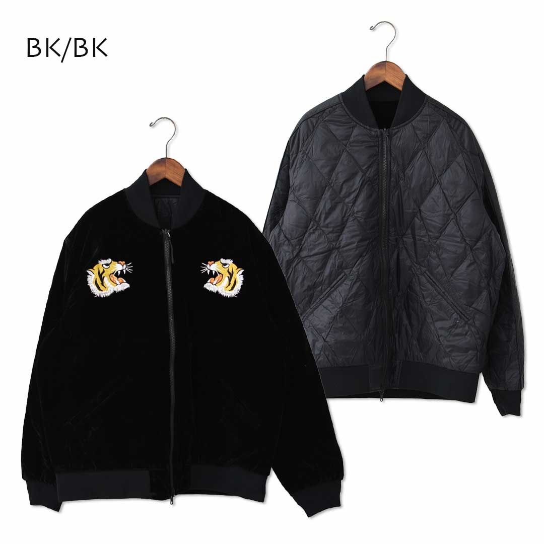 TAION[タイオン] REVERSIBLE -SKAJAN- DOWN JACKET [JK04JS] ジャパンスペシャル リバーシブル スカジャン ダウンジャケット・刺繍・虎・タイガー・ベロア素材・ナイロンジャケット・ミリタリー・クルーネック・ユニセックス・MEN'S / LADY'S [2025AW]