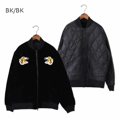 TAION[タイオン] REVERSIBLE -SKAJAN- DOWN JACKET [JK04JS] ジャパンスペシャル リバーシブル スカジャン ダウンジャケット・刺繍・虎・タイガー・ベロア素材・ナイロンジャケット・ミリタリー・クルーネック・ユニセックス・MEN'S / LADY'S [2025AW]