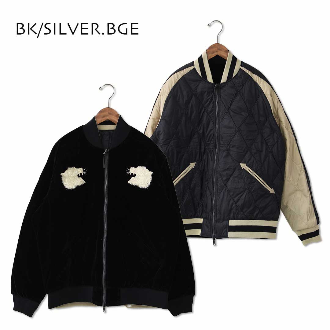 TAION[タイオン] REVERSIBLE -SKAJAN- DOWN JACKET [JK04JS] ジャパンスペシャル リバーシブル スカジャン ダウンジャケット・刺繍・虎・タイガー・ベロア素材・ナイロンジャケット・ミリタリー・クルーネック・ユニセックス・MEN'S / LADY'S [2025AW]