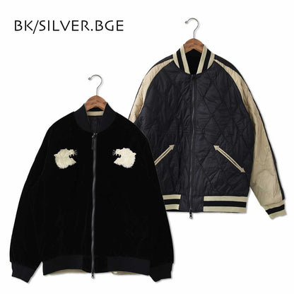 TAION[タイオン] REVERSIBLE -SKAJAN- DOWN JACKET [JK04JS] ジャパンスペシャル リバーシブル スカジャン ダウンジャケット・刺繍・虎・タイガー・ベロア素材・ナイロンジャケット・ミリタリー・クルーネック・ユニセックス・MEN'S / LADY'S [2025AW]