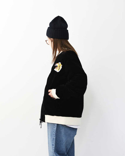 TAION[タイオン] REVERSIBLE -SKAJAN- DOWN JACKET [JK04JS] ジャパンスペシャル リバーシブル スカジャン ダウンジャケット・刺繍・虎・タイガー・ベロア素材・ナイロンジャケット・ミリタリー・クルーネック・ユニセックス・MEN'S / LADY'S [2025AW]