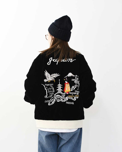 TAION[タイオン] REVERSIBLE -SKAJAN- DOWN JACKET [JK04JS] ジャパンスペシャル リバーシブル スカジャン ダウンジャケット・刺繍・虎・タイガー・ベロア素材・ナイロンジャケット・ミリタリー・クルーネック・ユニセックス・MEN'S / LADY'S [2025AW]