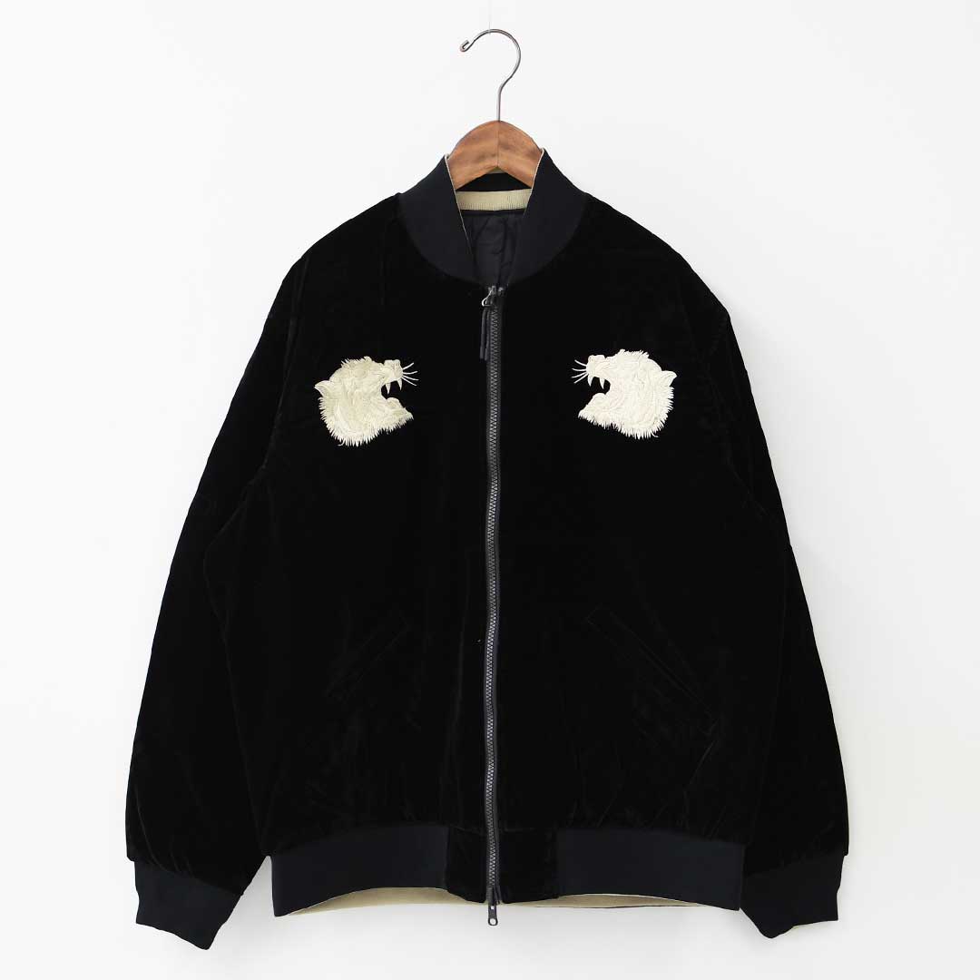 TAION[タイオン] REVERSIBLE -SKAJAN- DOWN JACKET [JK04JS] ジャパンスペシャル リバーシブル スカジャン ダウンジャケット・刺繍・虎・タイガー・ベロア素材・ナイロンジャケット・ミリタリー・クルーネック・ユニセックス・MEN'S / LADY'S [2025AW]