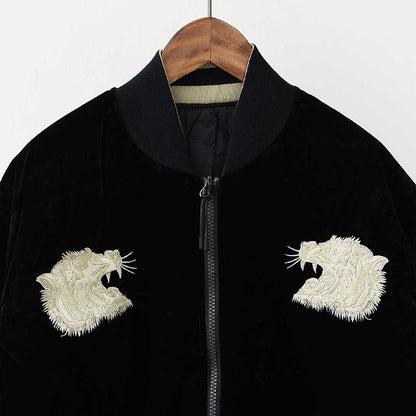 TAION[タイオン] REVERSIBLE -SKAJAN- DOWN JACKET [JK04JS] ジャパンスペシャル リバーシブル スカジャン ダウンジャケット・刺繍・虎・タイガー・ベロア素材・ナイロンジャケット・ミリタリー・クルーネック・ユニセックス・MEN'S / LADY'S [2025AW]