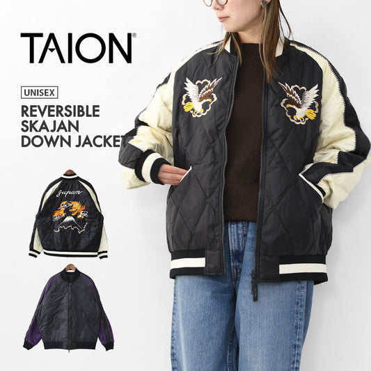 TAION[タイオン] REVERSIBLE -SKAJAN- DOWN JACKET [JK04JS-N1] ジャパンスペシャル リバーシブル スカジャン ダウンジャケット・刺繍・サテン・ナイロンジャケット・ミリタリー・クルーネック・ユニセックス・MEN'S / LADY'S [2025AW]