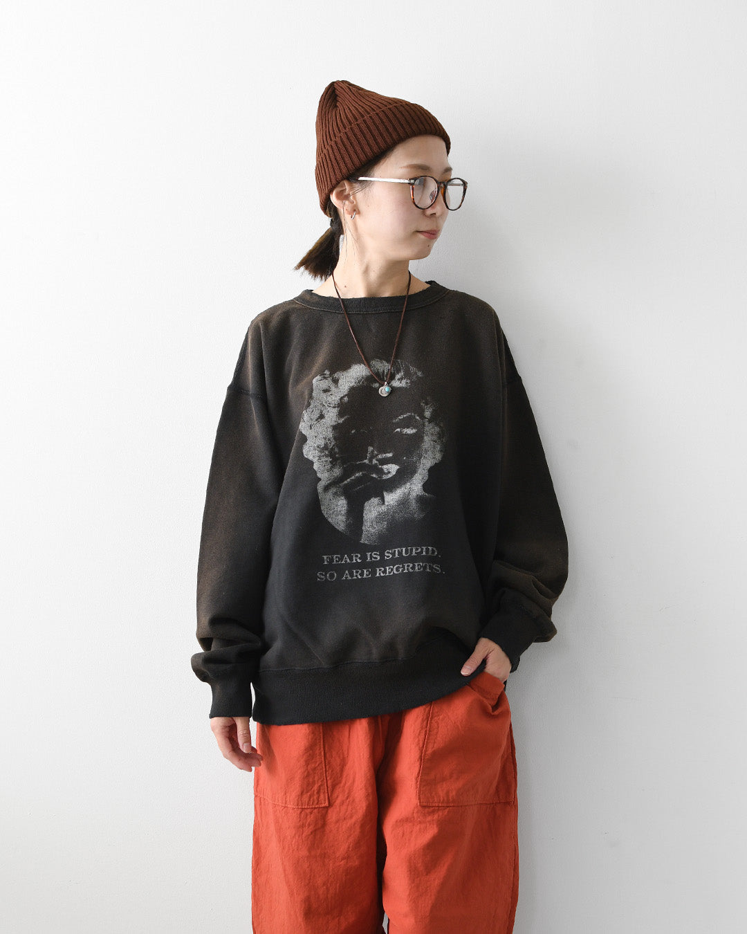 KHA:KI [カーキ] DAMAGE SWEAT SHIRT -My MUSE- [mil26fcs3522] ダメージスウェットシャツ -マイミューズ-・スウェット・スウェットシャツ・プリント・LADY'S [2026AW]