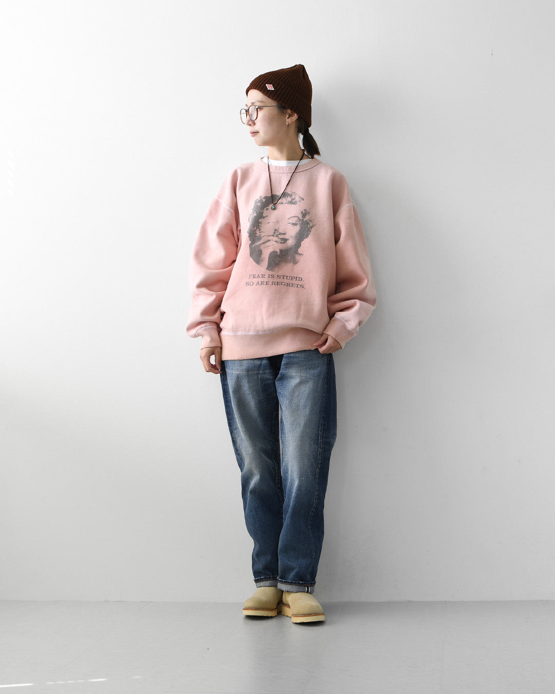 KHA:KI [カーキ] DAMAGE SWEAT SHIRT -My MUSE- [mil26fcs3522] ダメージスウェットシャツ -マイミューズ-・スウェット・スウェットシャツ・プリント・LADY'S [2026AW]