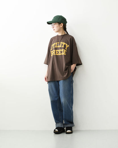 KHA:KI [カーキ] WIDE TEE -UTILITY BREEZE- [MIL26SCS3498] ワイドTシャツ -ユーティリティブリーズ-・ロゴティー・七分袖・カレッジプリント・ワイドボックスシルエット・ゆったり・ピグメント加工・LADY'S [2026SS]