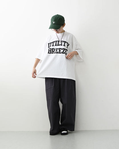 KHA:KI [カーキ] WIDE TEE -UTILITY BREEZE- [MIL26SCS3498] ワイドTシャツ -ユーティリティブリーズ-・ロゴティー・七分袖・カレッジプリント・ワイドボックスシルエット・ゆったり・ピグメント加工・LADY'S [2026SS]