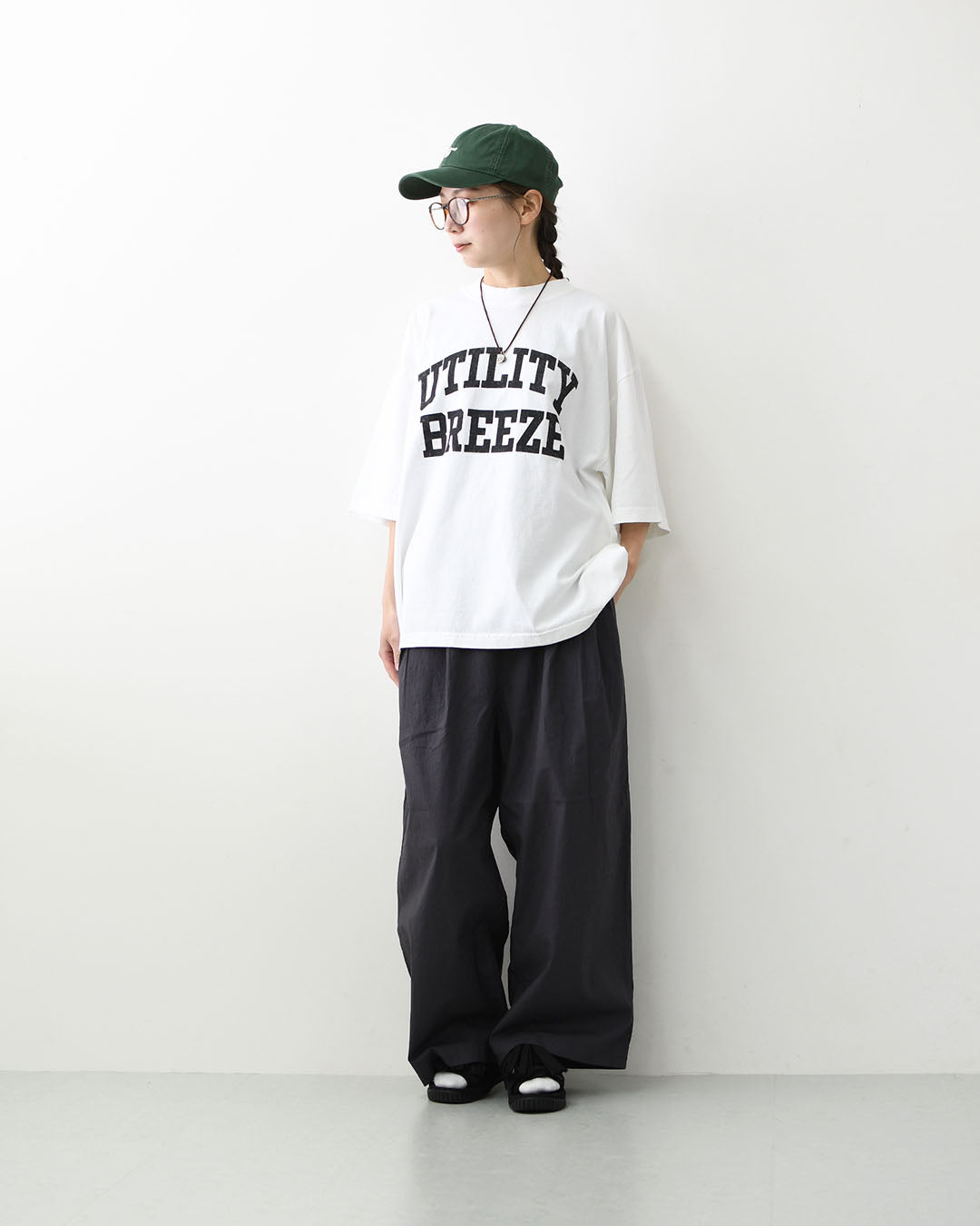 KHA:KI [カーキ] WIDE TEE -UTILITY BREEZE- [MIL26SCS3498] ワイドTシャツ -ユーティリティブリーズ-・ロゴティー・七分袖・カレッジプリント・ワイドボックスシルエット・ゆったり・ピグメント加工・LADY'S [2026SS]