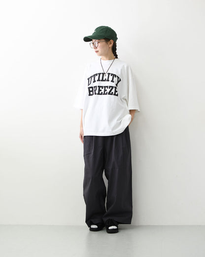 KHA:KI [カーキ] WIDE TEE -UTILITY BREEZE- [MIL26SCS3498] ワイドTシャツ -ユーティリティブリーズ-・ロゴティー・七分袖・カレッジプリント・ワイドボックスシルエット・ゆったり・ピグメント加工・LADY'S [2026SS]
