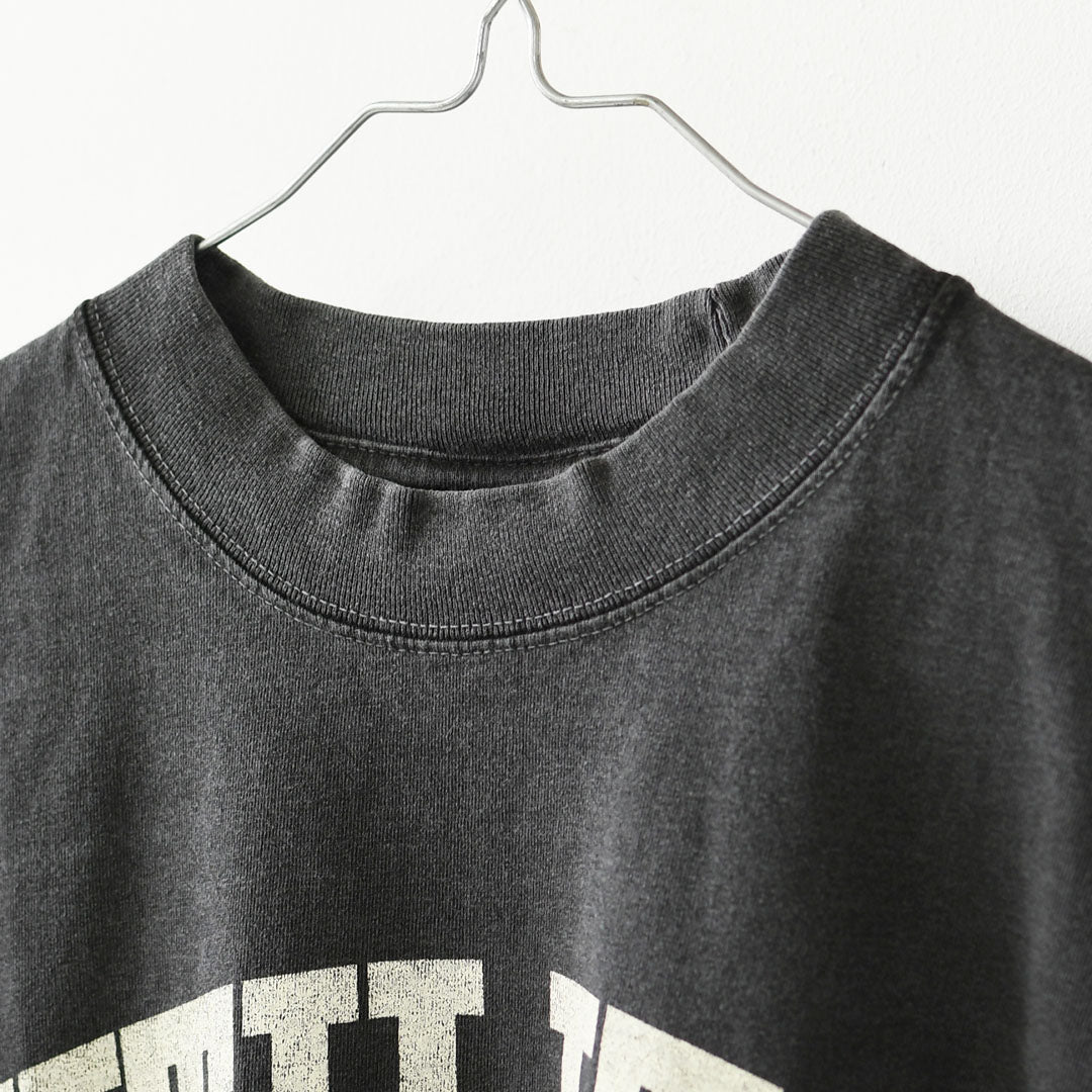 KHA:KI [カーキ] WIDE TEE -UTILITY BREEZE- [MIL26SCS3498] ワイドTシャツ -ユーティリティブリーズ-・ロゴティー・七分袖・カレッジプリント・ワイドボックスシルエット・ゆったり・ピグメント加工・LADY'S [2026SS]