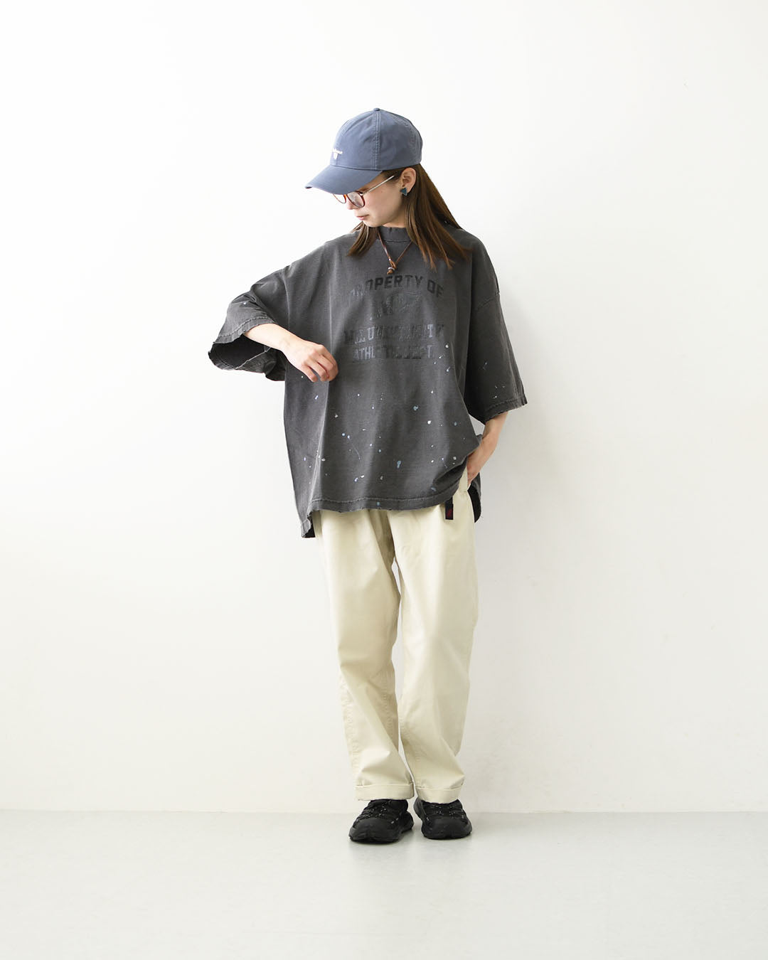 KHA:KI [カーキ] DAMEGE & PAINT TEE  [MIL26SCS3504] ダメージ＆ペイントTEE・ゆったりシルエット・ヴィンテージ・ペイントデザイン・オーバーサイズ・ドロップショルダー・LADY'S [2026SS]