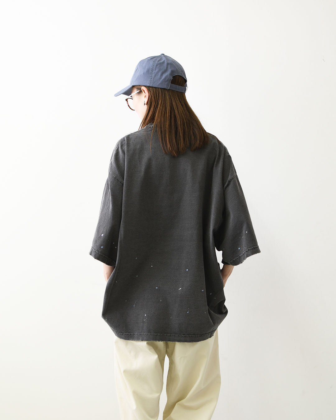 KHA:KI [カーキ] DAMEGE & PAINT TEE  [MIL26SCS3504] ダメージ＆ペイントTEE・ゆったりシルエット・ヴィンテージ・ペイントデザイン・オーバーサイズ・ドロップショルダー・LADY'S [2026SS]