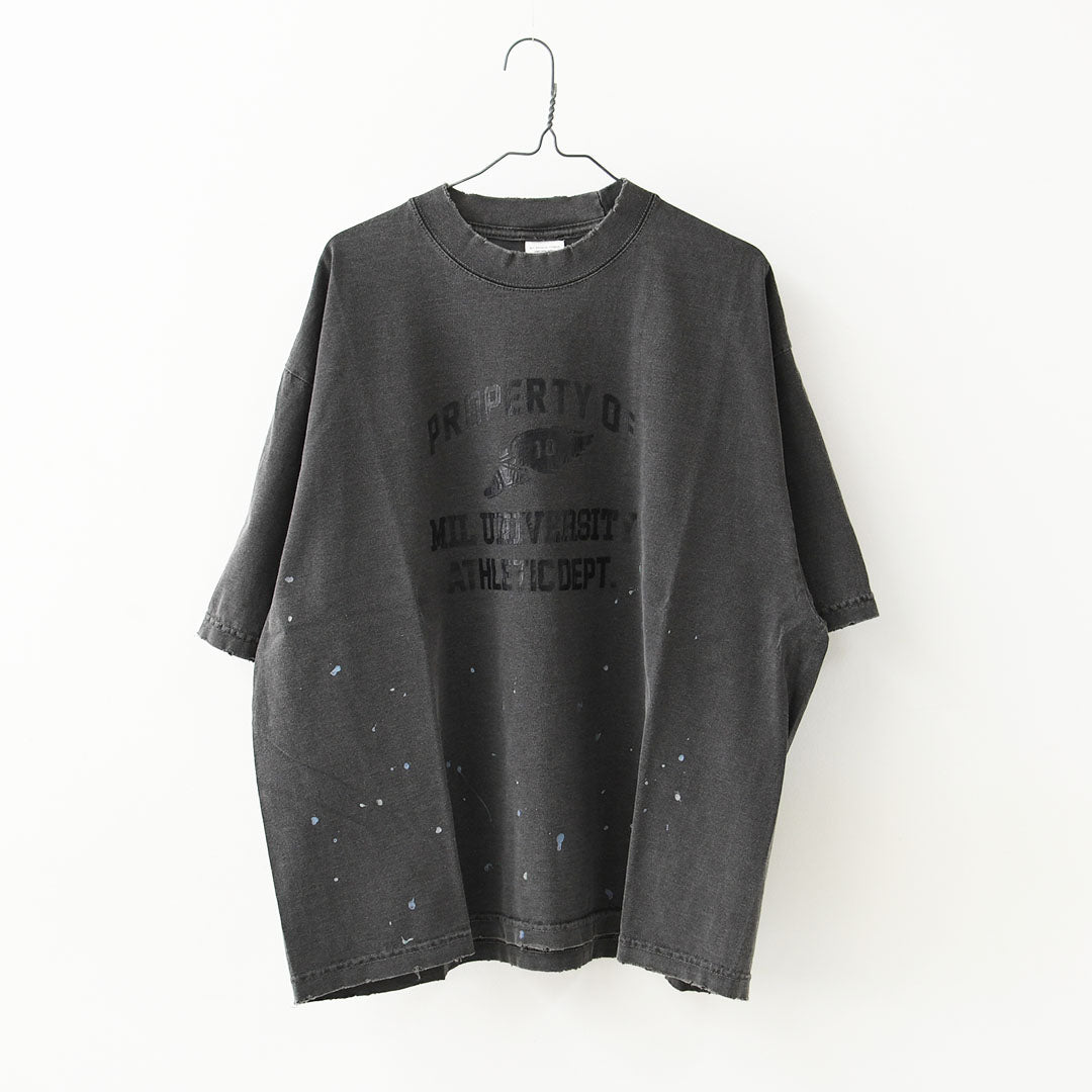 KHA:KI [カーキ] DAMEGE & PAINT TEE  [MIL26SCS3504] ダメージ＆ペイントTEE・ゆったりシルエット・ヴィンテージ・ペイントデザイン・オーバーサイズ・ドロップショルダー・LADY'S [2026SS]