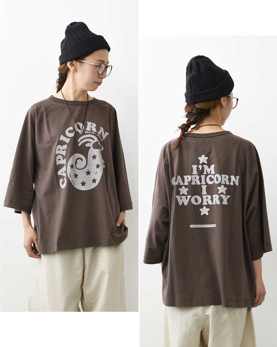 KHA:KI [カーキ] GOODWEAR Zodiac TEE  [MIL26SCS3555] グッドウエアゾディアック・ワイドTシャツ・ゆったりシルエット・七分袖・ワイドボックスシルエット・12星座・LADY'S [2026AW]