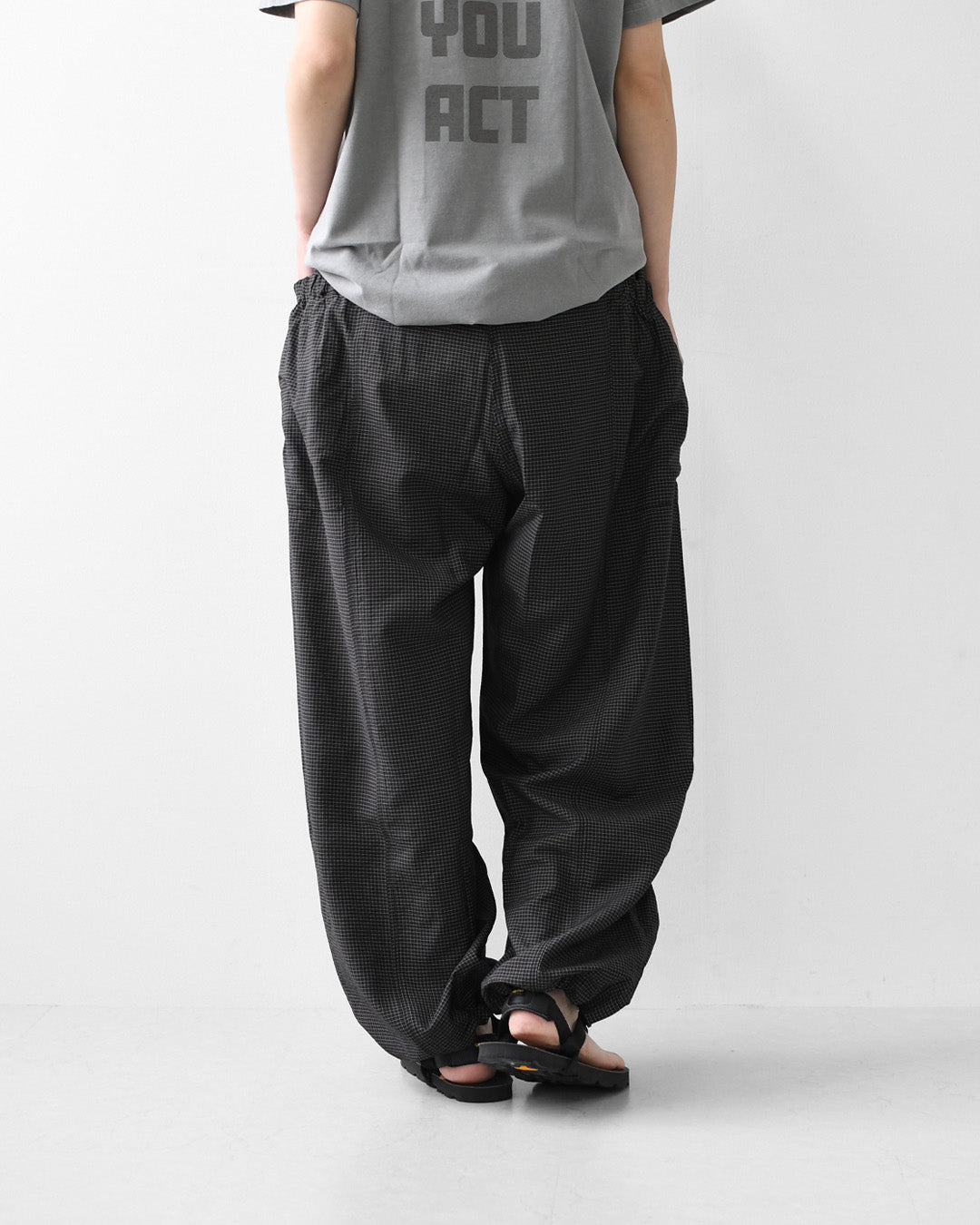 KHA:KI [カーキ] MICRO CHECK EASY PANTS [MIL-26SPT3258] マイクロチェックイージーパンツ・ワイドパンツ・ナイロンパンツ・ゆったりシルエット・LADY'S [2026SS]