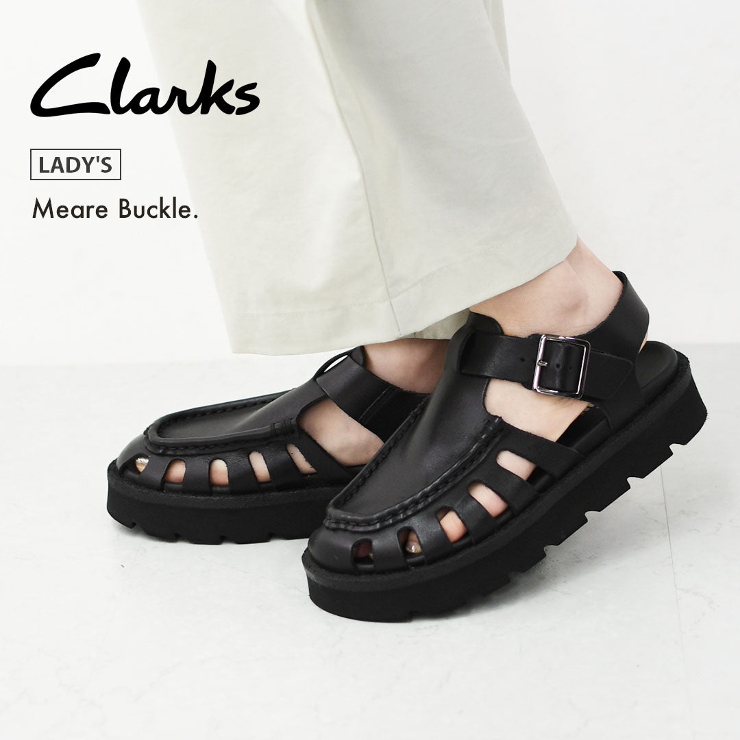 Clarks [クラークス正規販売店] Meare Buckle. [26181022] メアバックル・サンダル・ブラックレザー・レディースサンダル・ソフトフットベッド・バックルデザイン・カジュアル・LADY'S [2026SS]