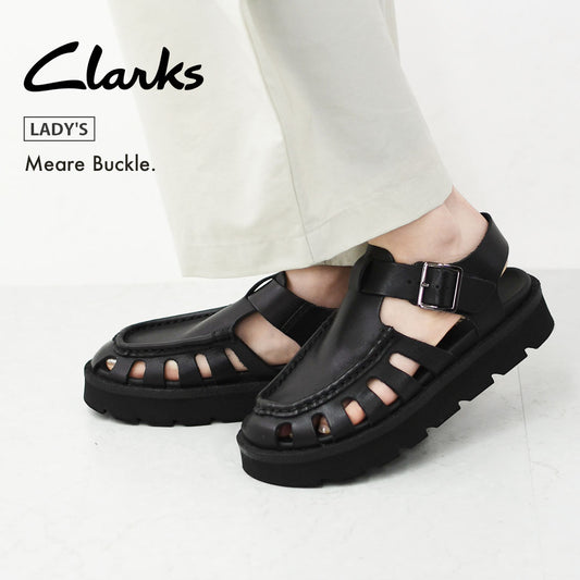 Clarks [クラークス正規販売店] Meare Buckle. [26181022] メアバックル・サンダル・ブラックレザー・レディースサンダル・ソフトフットベッド・バックルデザイン・カジュアル・LADY'S [2026SS]