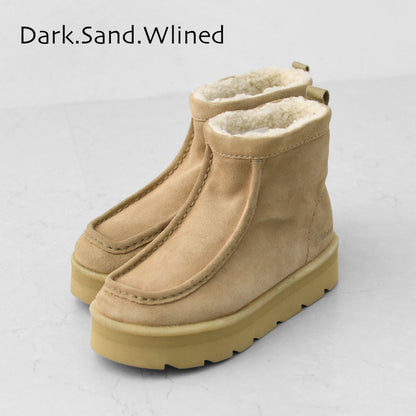 Clarks [クラークス正規販売店] Meare Rooey [26182505/26182839] メアルーイ・ダークサンドラインド・ブラックスエードラインド・レディースブーツ・ショートブーツ・プルオンブーツ・スエード・カジュアル・LADY'S [2025AW]