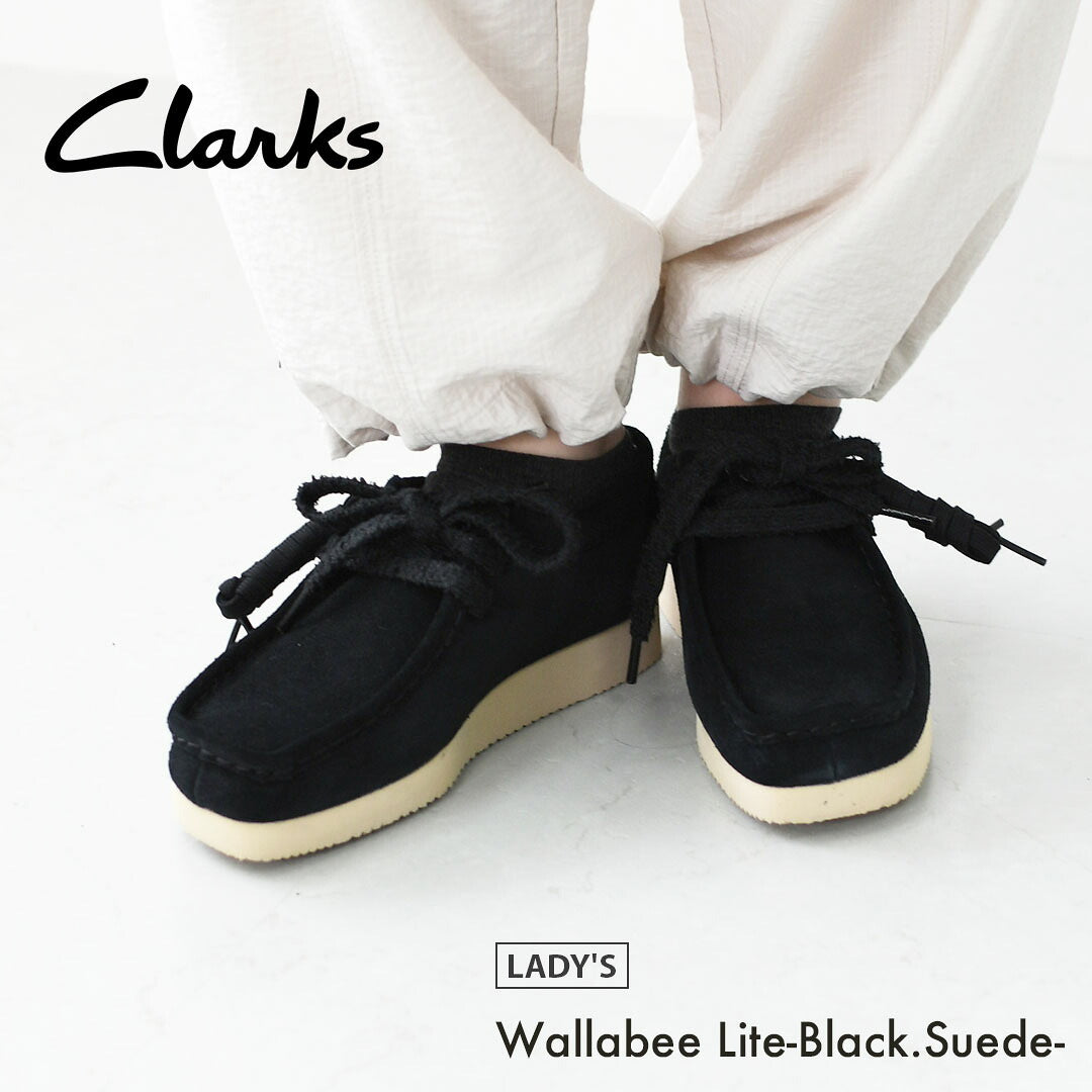 Clarks [クラークス正規販売店] Wallabee Lite-Black.Suede- [26328081] ワラビーライト-ブラックシェード-・スエードローファー・レディースローファー・スエード・EVAソール・モカシン・メープル・カジュアル・LADY'S [2026AW]