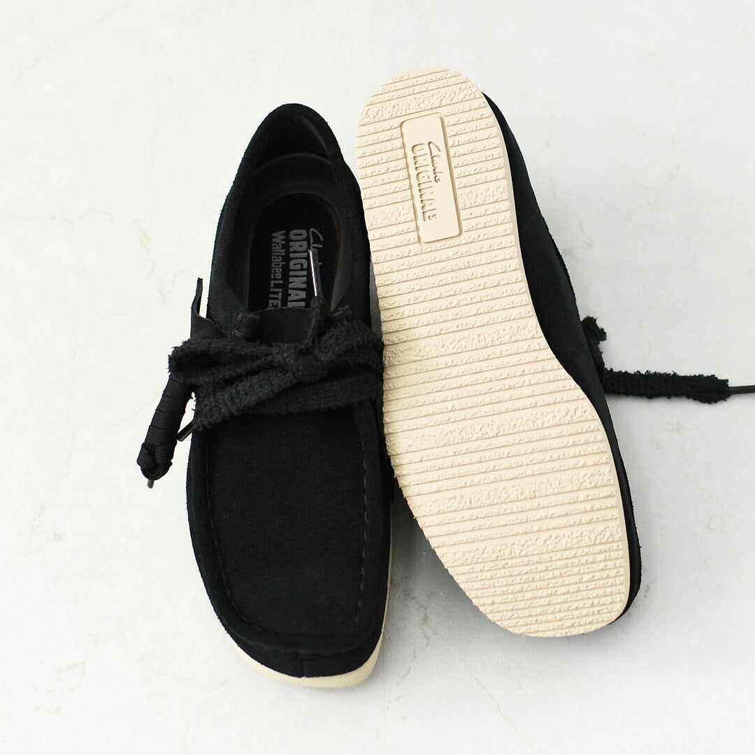 Clarks [クラークス正規販売店] Wallabee Lite-Black.Suede- [26328081] ワラビーライト-ブラックシェード-・スエードローファー・レディースローファー・スエード・EVAソール・モカシン・メープル・カジュアル・LADY'S [2026AW]