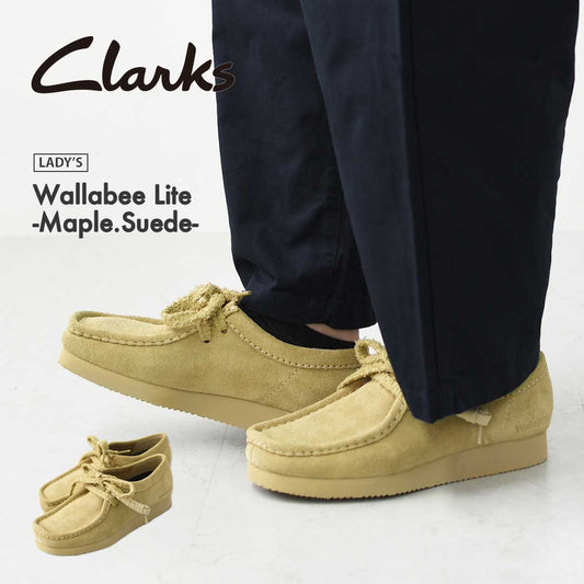 Clarks [クラークス正規販売店] Wallabee Lite-Maple.Suede- [26328081] ワラビーライト-メイプルシェード-・スエードローファー・レディースローファー・スエード・EVAソール・モカシン・メープル・カジュアル・LADY'S [2026AW]