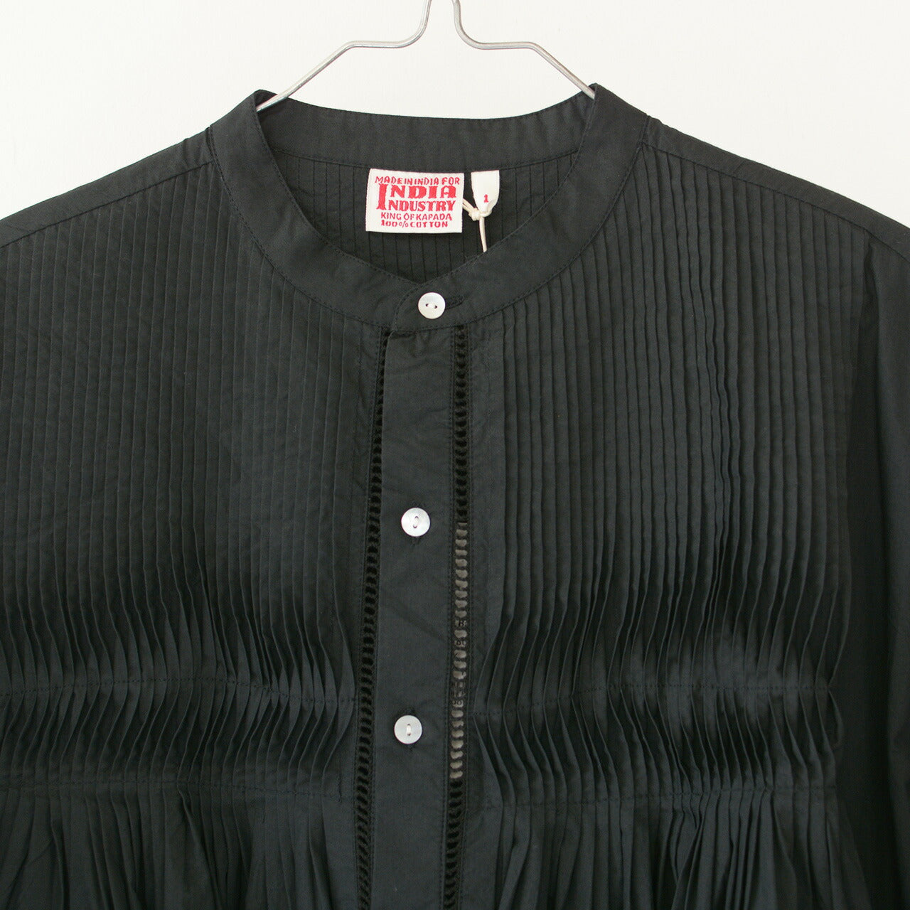 INDIA INDUSTRY [インディアインダストリー] Baran PIN TUCK SHIRT [ND-B0387POP] Bran ピンタックシャツ [2025SS]