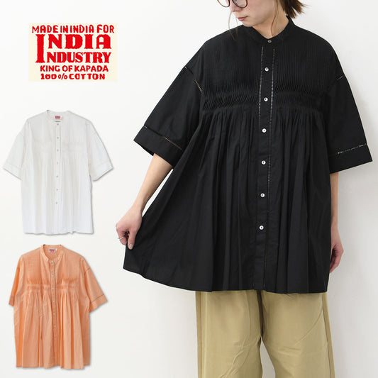 INDIA INDUSTRY [インディアインダストリー] Baran PIN TUCK SHIRT [ND-B0387POP] Bran ピンタックシャツ [2026SS]