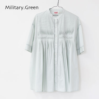 INDIA INDUSTRY [インディアインダストリー] Baran PIN TUCK SHIRT [ND-B0387POP] Bran ピンタックシャツ [2025SS]