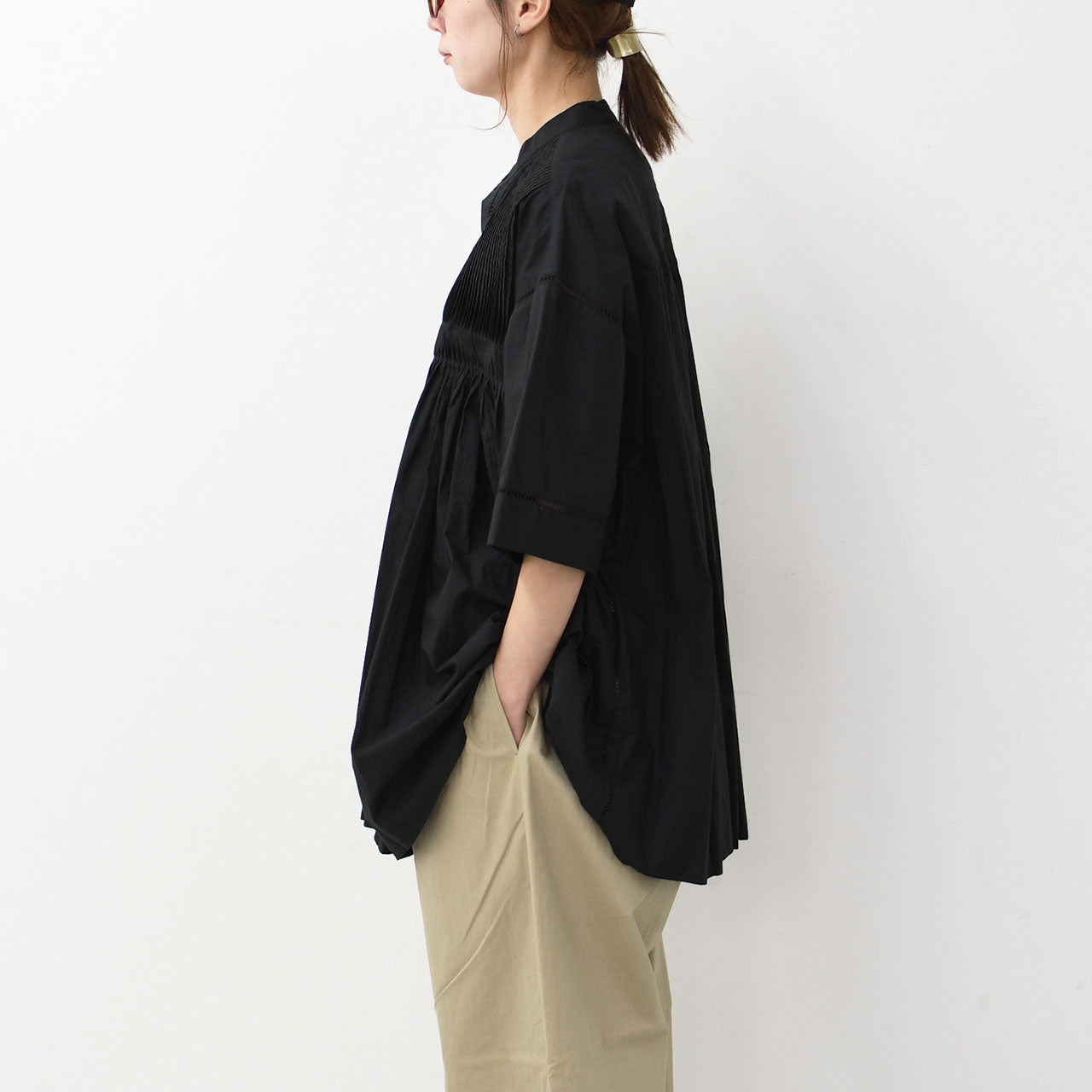 INDIA INDUSTRY [インディアインダストリー] Baran PIN TUCK SHIRT [ND-B0387POP] Bran ピンタックシャツ [2025SS]