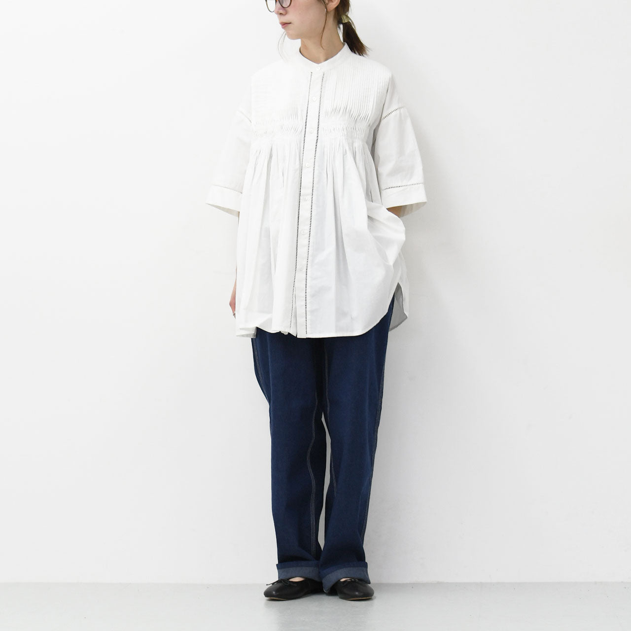INDIA INDUSTRY [インディアインダストリー] Baran PIN TUCK SHIRT [ND-B0387POP] Bran ピンタックシャツ [2025SS]