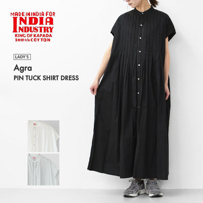INDIA INDUSTRY [インディアインダストリー] Agra PIN TUCK SHIRT DRESS [ND-G0105POP] Agra ピンタックシャツドレス [2025SS]
