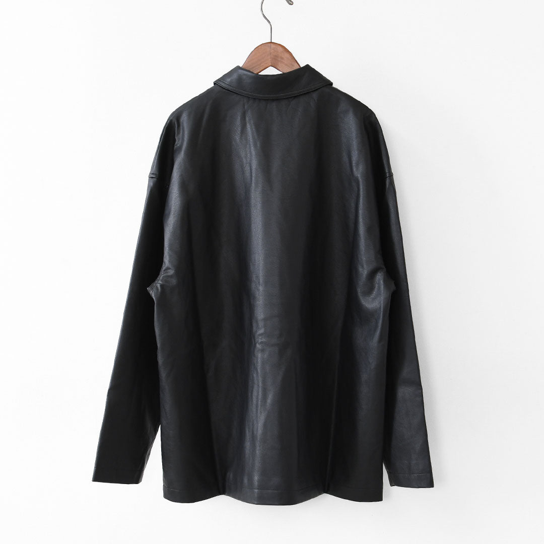 meltum [メルタム] SYNTHETIC LEATHER HALF COAT [MTM-JK-0364-26] シンセティックレザーハーフコート・アクションプリーツ袖・速乾性・軽量・ポリエステル製・MEN'S / LADY'S [2026SS]