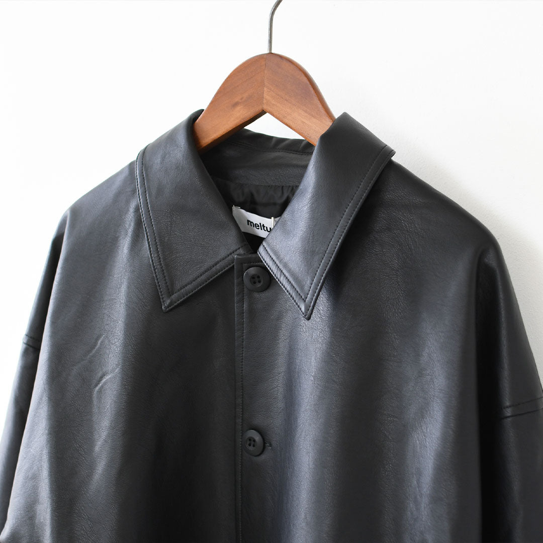 meltum [メルタム] SYNTHETIC LEATHER HALF COAT [MTM-JK-0364-26] シンセティックレザーハーフコート・アクションプリーツ袖・速乾性・軽量・ポリエステル製・MEN'S / LADY'S [2026SS]