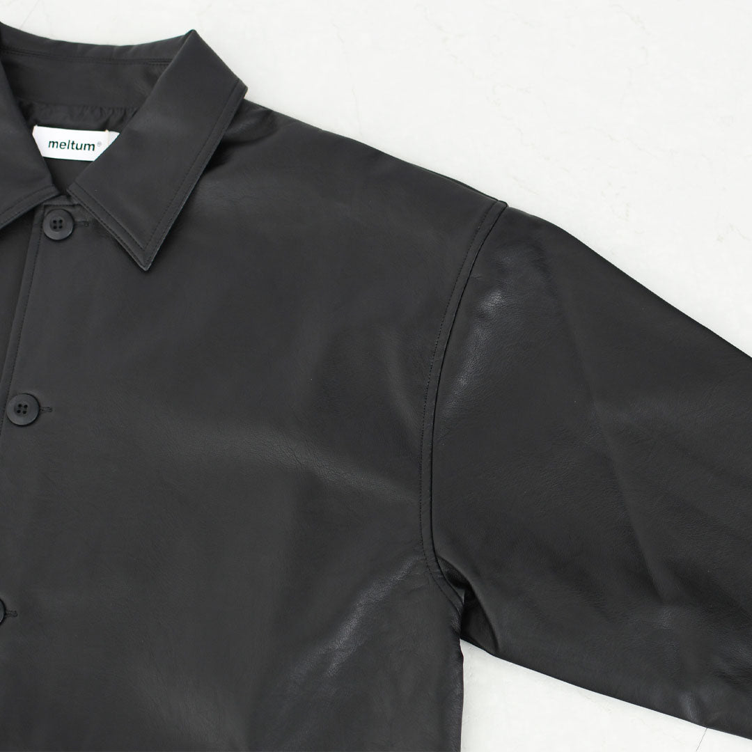 meltum [メルタム] SYNTHETIC LEATHER HALF COAT [MTM-JK-0364-26] シンセティックレザーハーフコート・アクションプリーツ袖・速乾性・軽量・ポリエステル製・MEN'S / LADY'S [2026SS]