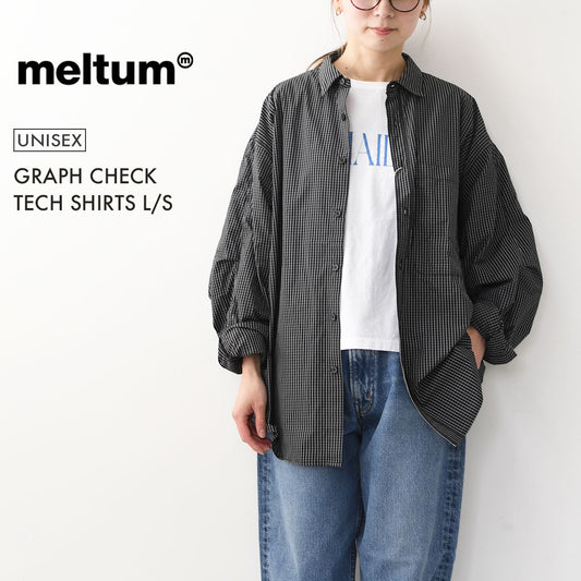 meltum [メルタム] GRAPH CHECK TECH SHIRTS L/S [MTM-SH-0365-26] グラフチェックテックシャツ・アクションプリーツ袖・速乾性・軽量・ポリエステル製・MEN'S / LADY'S [2026SS]