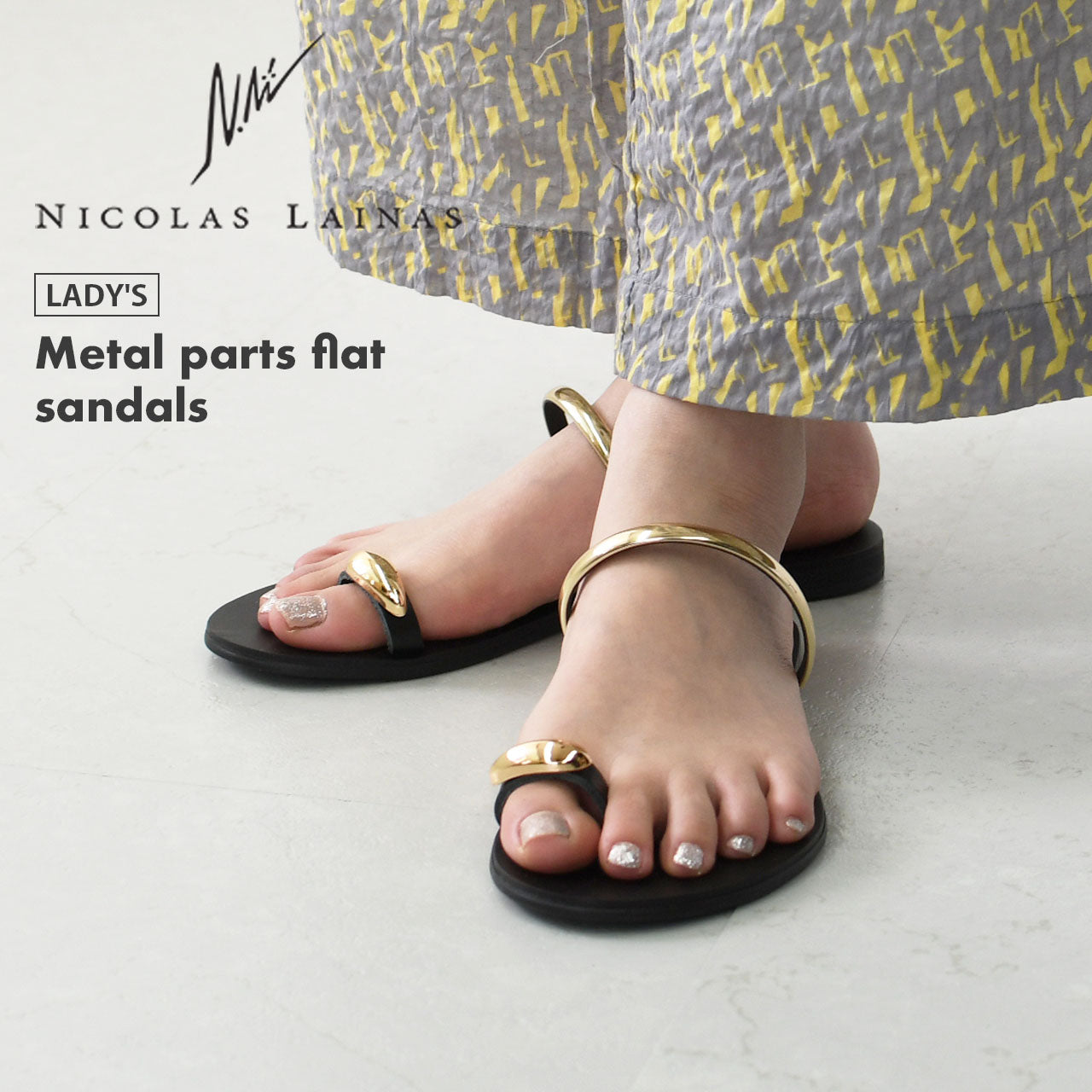 NICOLAS LAINAS [ニコラス ライナス] メタルパーツフラットサンダル [313L-T]  [2025SS]