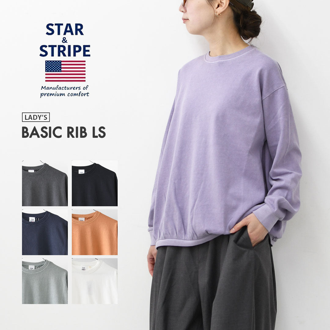 STAR&STRIPE [スターアンドストライプ] BASIC RIB LS [SSMD-035] ベーシックリブロングスリーブ・無地・シンプル・コットン・長袖Tシャツ・ロンT・LADY'S [2026SS]