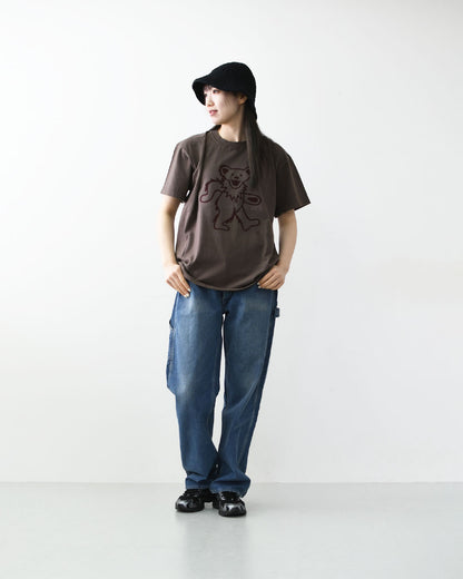 GOOD ROCK SPEED [グッドロックスピード] Greatful Dead DANCING BEAR FLOCKED PRINT T-SHIRT [26GFD001W] グレイトフル・デッド・ダンシングベアフロックド プリントTシャツ・ 綿TEE・半袖・バンドT・プリントTEE・クルーネック・LADY'S [2026SS]