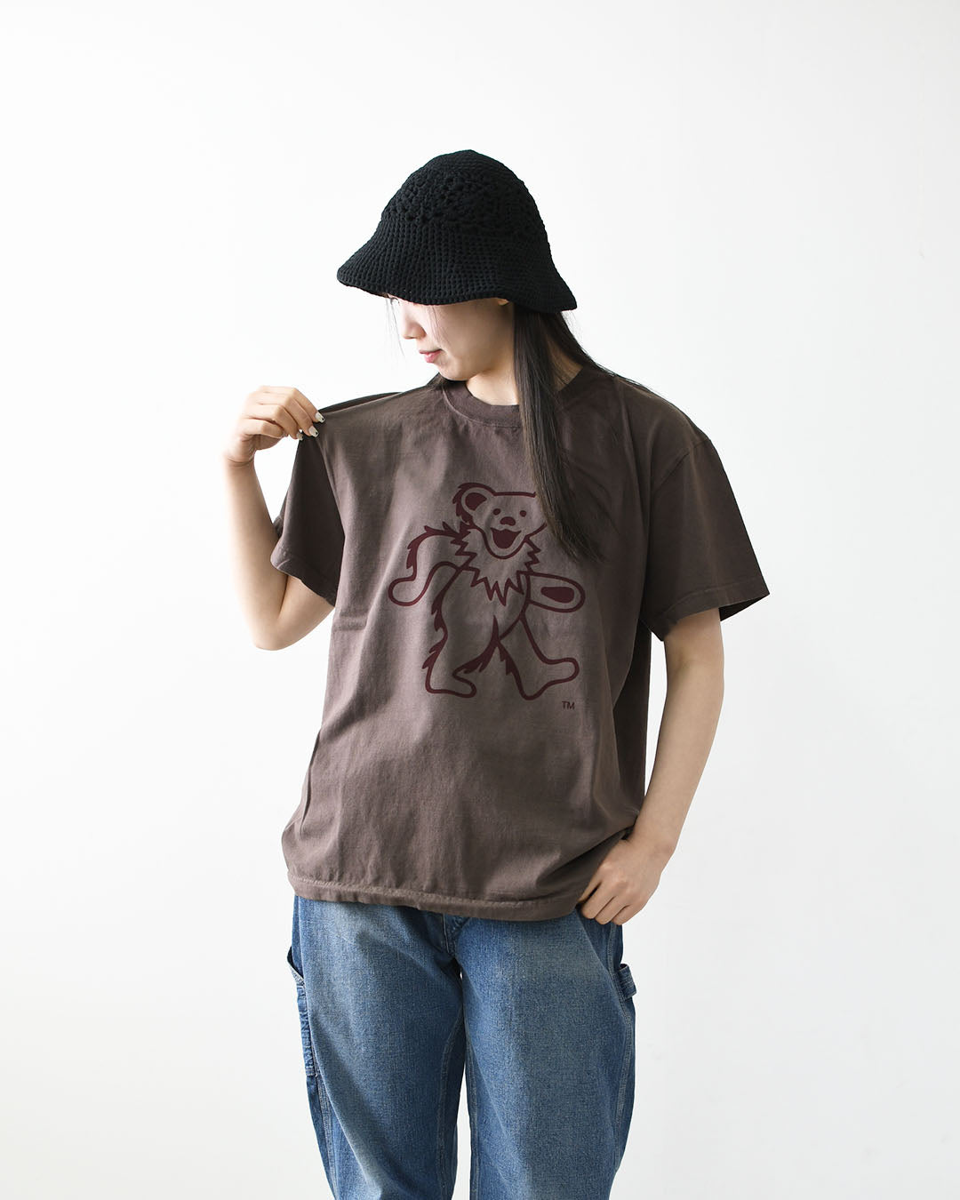 GOOD ROCK SPEED [グッドロックスピード] Greatful Dead DANCING BEAR FLOCKED PRINT T-SHIRT [26GFD001W] グレイトフル・デッド・ダンシングベアフロックド プリントTシャツ・ 綿TEE・半袖・バンドT・プリントTEE・クルーネック・LADY'S [2026SS]