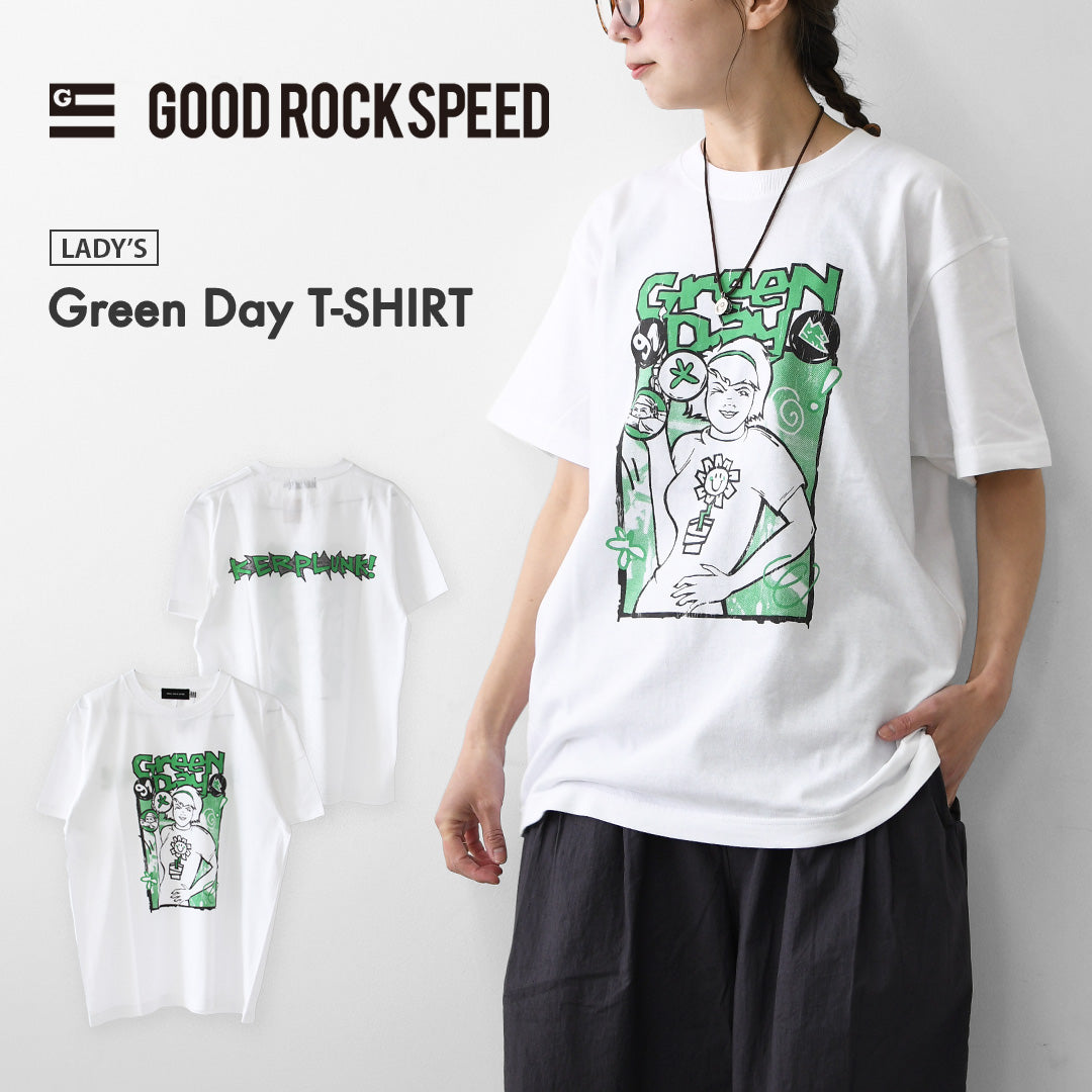 GOOD ROCK SPEED [グッドロックスピード] Green Day T-SHIRT [26GRD003W] グリーン Tシャツ・ 綿TEE・半袖・バンドT・プリントTEE・クルーネック・LADY'S [2026SS]