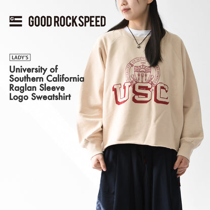 GOOD ROCK SPEED [グッドロックスピード] University of Southern California Raglan Sleeve Logo Sweatshirt [26USC001W] ラグランスリーブ・ロゴスウェット・コットン・LADY'S [2026SS]