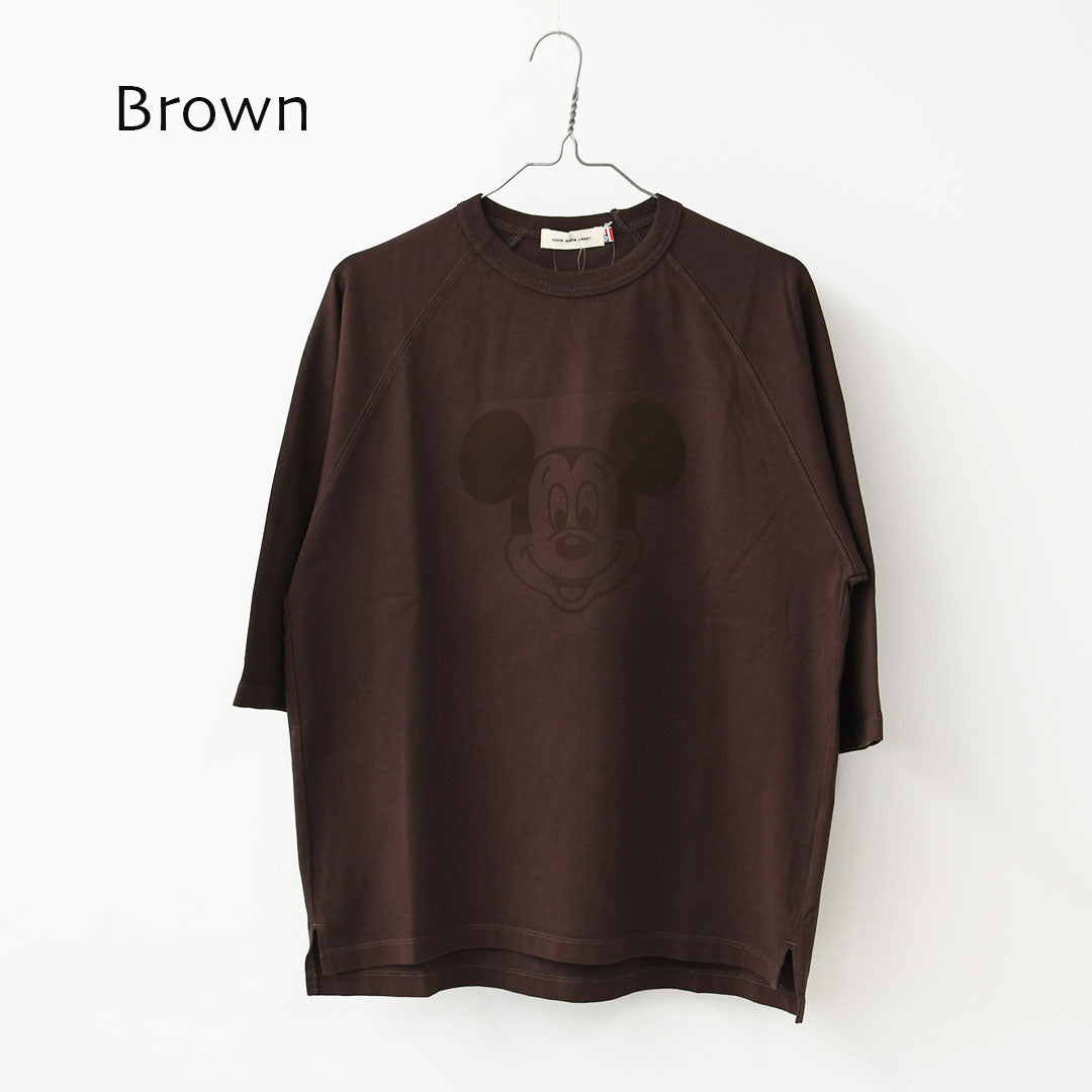 GOOD ROCK SPEED [グッドロックスピード] Flocked Raglan 3/4 Sleeve T-Shirt -Disney- [FDS205W] フロッキーラグラン 3/4 スリーブTシャツ・ 綿TEE・3/4スリーブ・クルーネック・プリントT・LADY'S [2026AW]