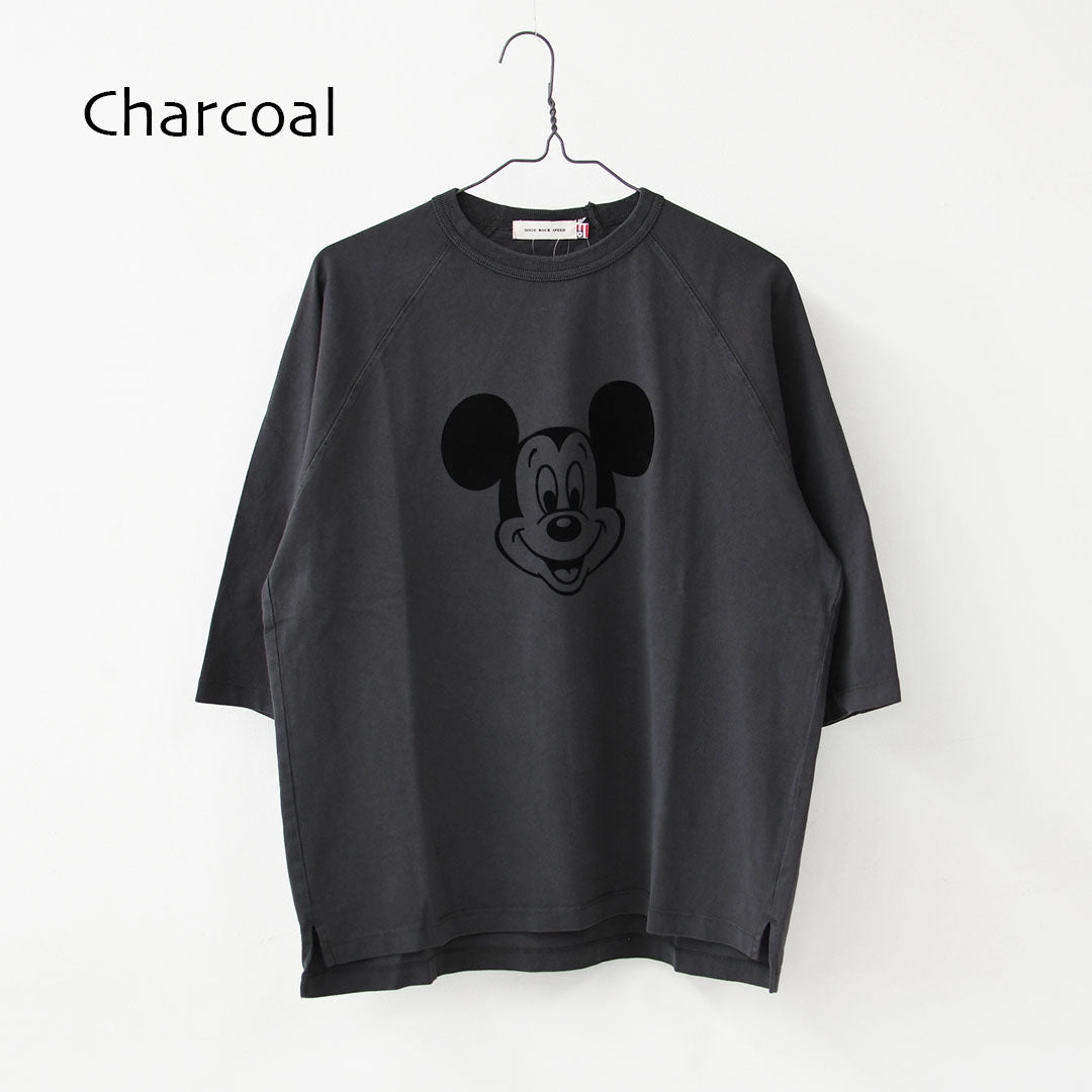 GOOD ROCK SPEED [グッドロックスピード] Flocked Raglan 3/4 Sleeve T-Shirt -Disney- [FDS205W] フロッキーラグラン 3/4 スリーブTシャツ・ 綿TEE・3/4スリーブ・クルーネック・プリントT・LADY'S [2026AW]