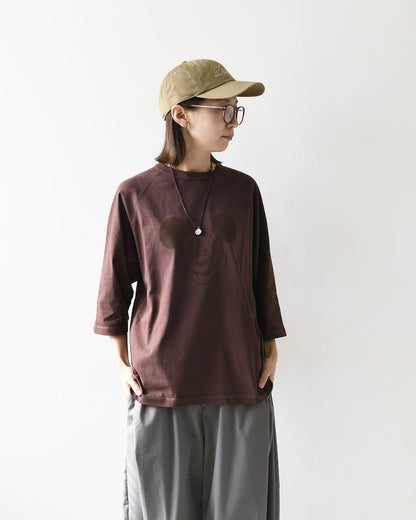 GOOD ROCK SPEED [グッドロックスピード] Flocked Raglan 3/4 Sleeve T-Shirt -Disney- [FDS205W] フロッキーラグラン 3/4 スリーブTシャツ・ 綿TEE・3/4スリーブ・クルーネック・プリントT・LADY'S [2026AW]