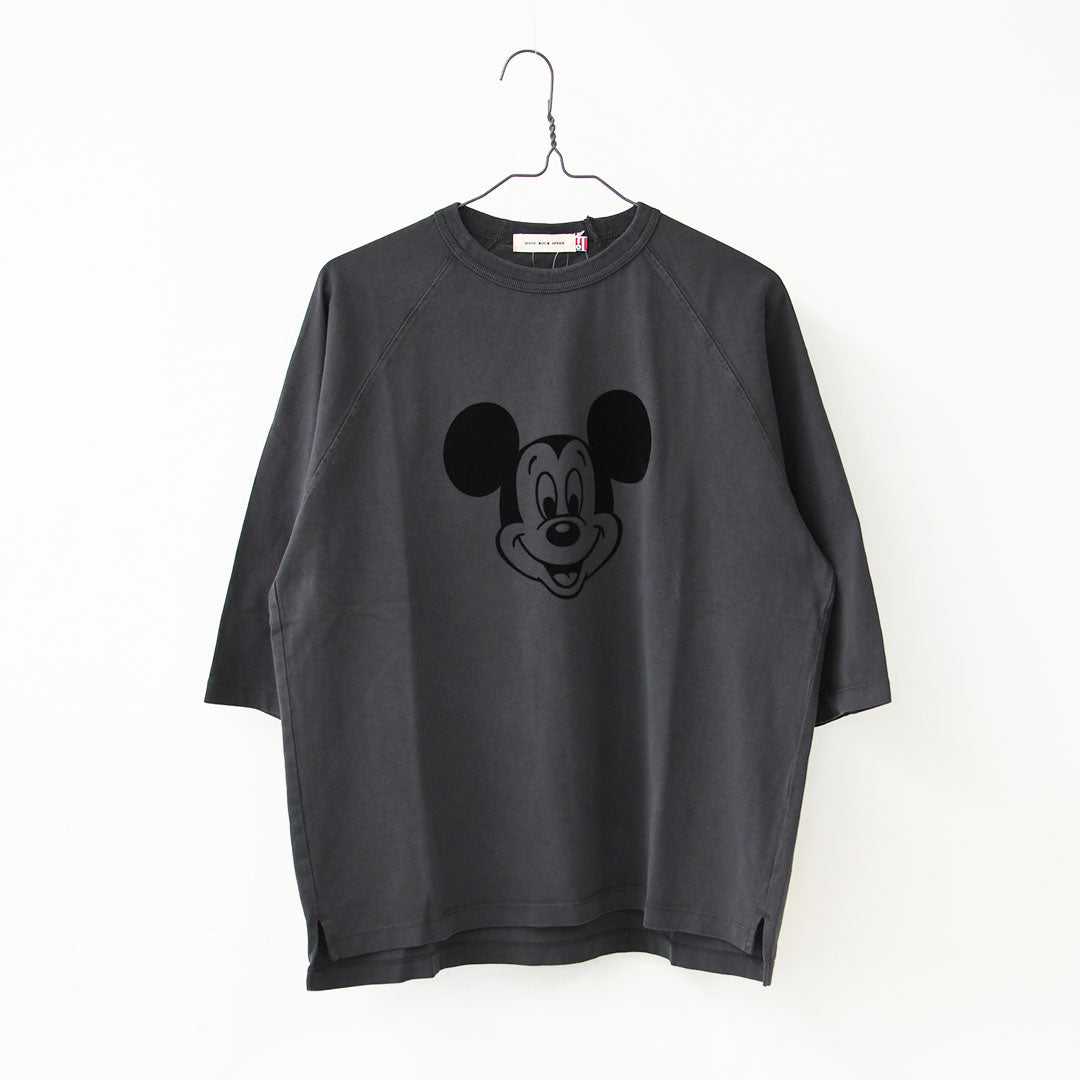 GOOD ROCK SPEED [グッドロックスピード] Flocked Raglan 3/4 Sleeve T-Shirt -Disney- [FDS205W] フロッキーラグラン 3/4 スリーブTシャツ・ 綿TEE・3/4スリーブ・クルーネック・プリントT・LADY'S [2026AW]