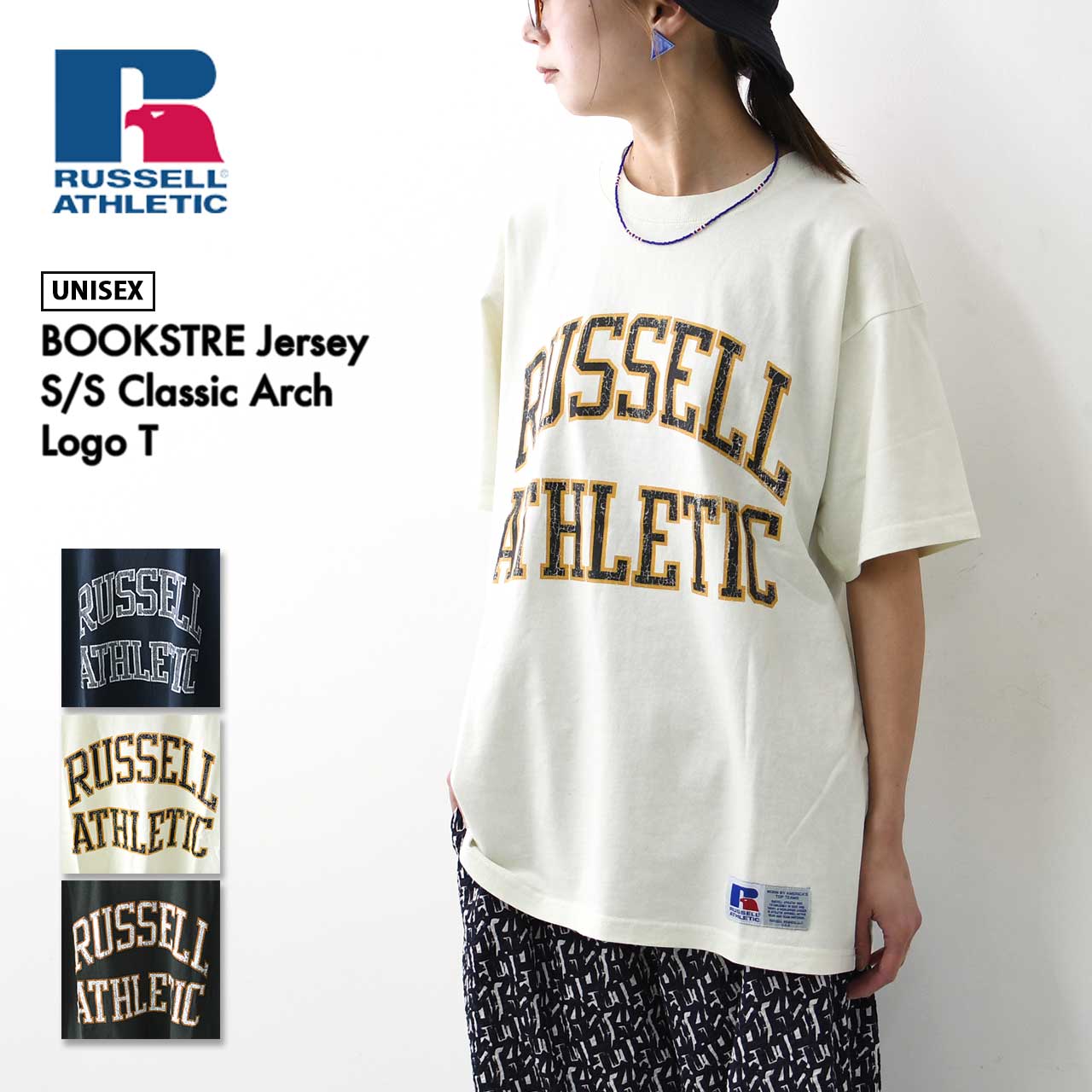 RUSSELL ATHLETIC [ラッセルアスレティック] BOOKSTRE Jersey S/S Classic Arch Logo T [RC-25509] ブックストアジャージーショートスリーブクラッシックアーチロゴティーシャツ [2025SS]